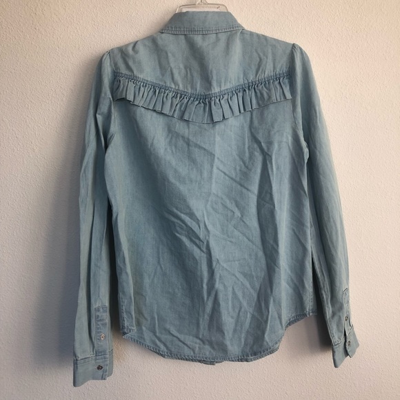 PAIGE Lydra light blue denim button down LS shirt - Picture 6 of 6